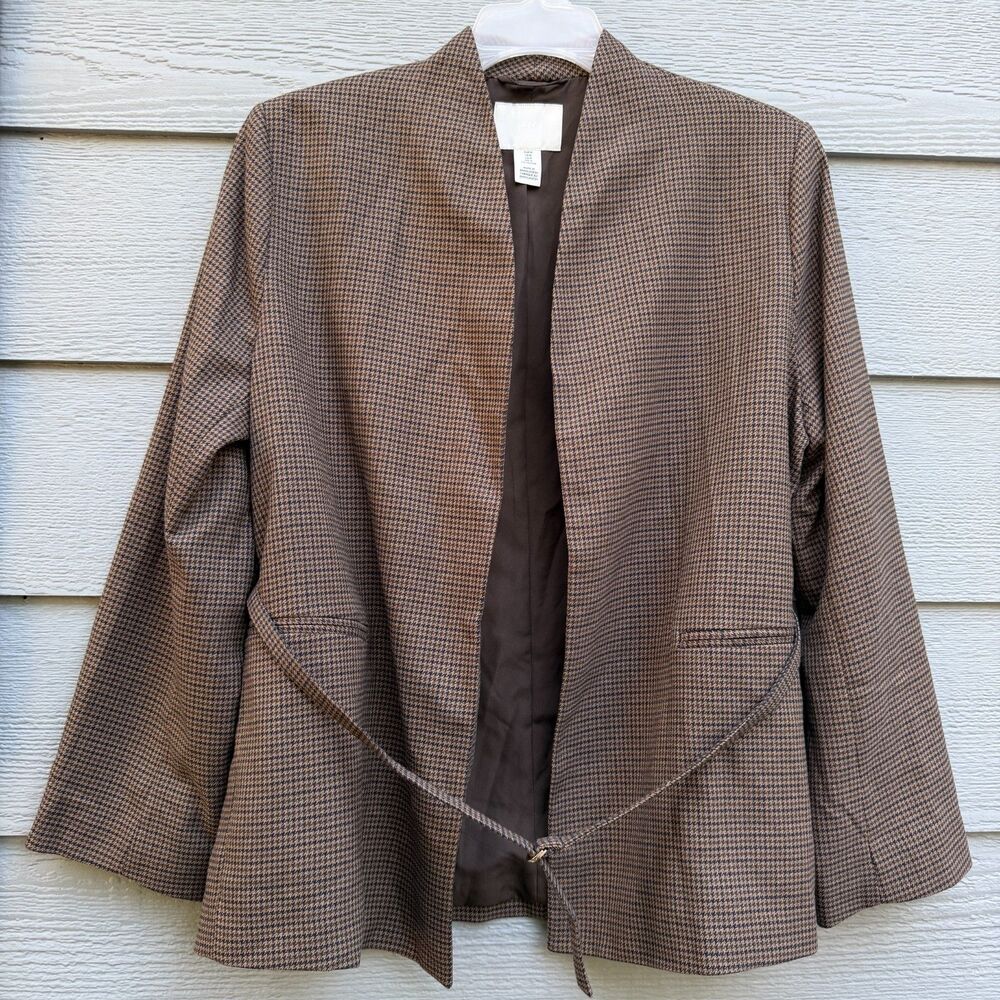 H&M Size M Brown Tailored Blazer Jacket Women Medium Woven Classic Career Coat
